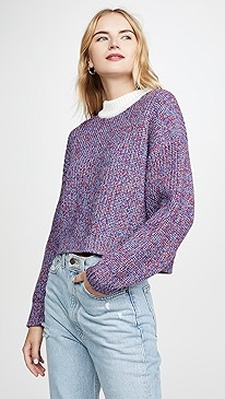 Tibi - Cropped Crew Neck Pullover