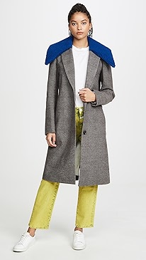 Tibi - Labcoat with Removable Faux Fur Collar