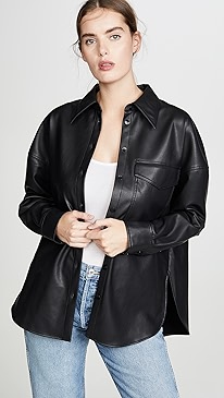 Tibi - Utility Faux Leather Shirt