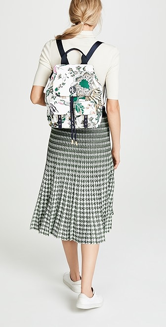 tilda printed nylon flap backpack