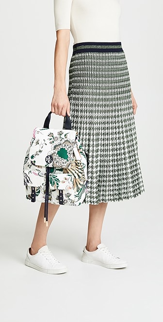 tilda printed nylon flap backpack