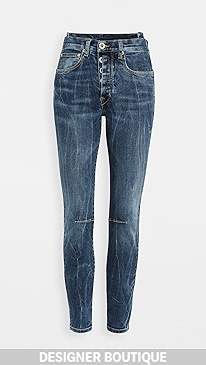 Unravel Project - Dark Blue Wash Shifted Skinny Jeans