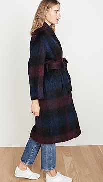 Vince - Brushed Plaid Long Coat