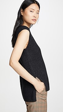 Vince - Ribbed Sleeveless Tunic Top