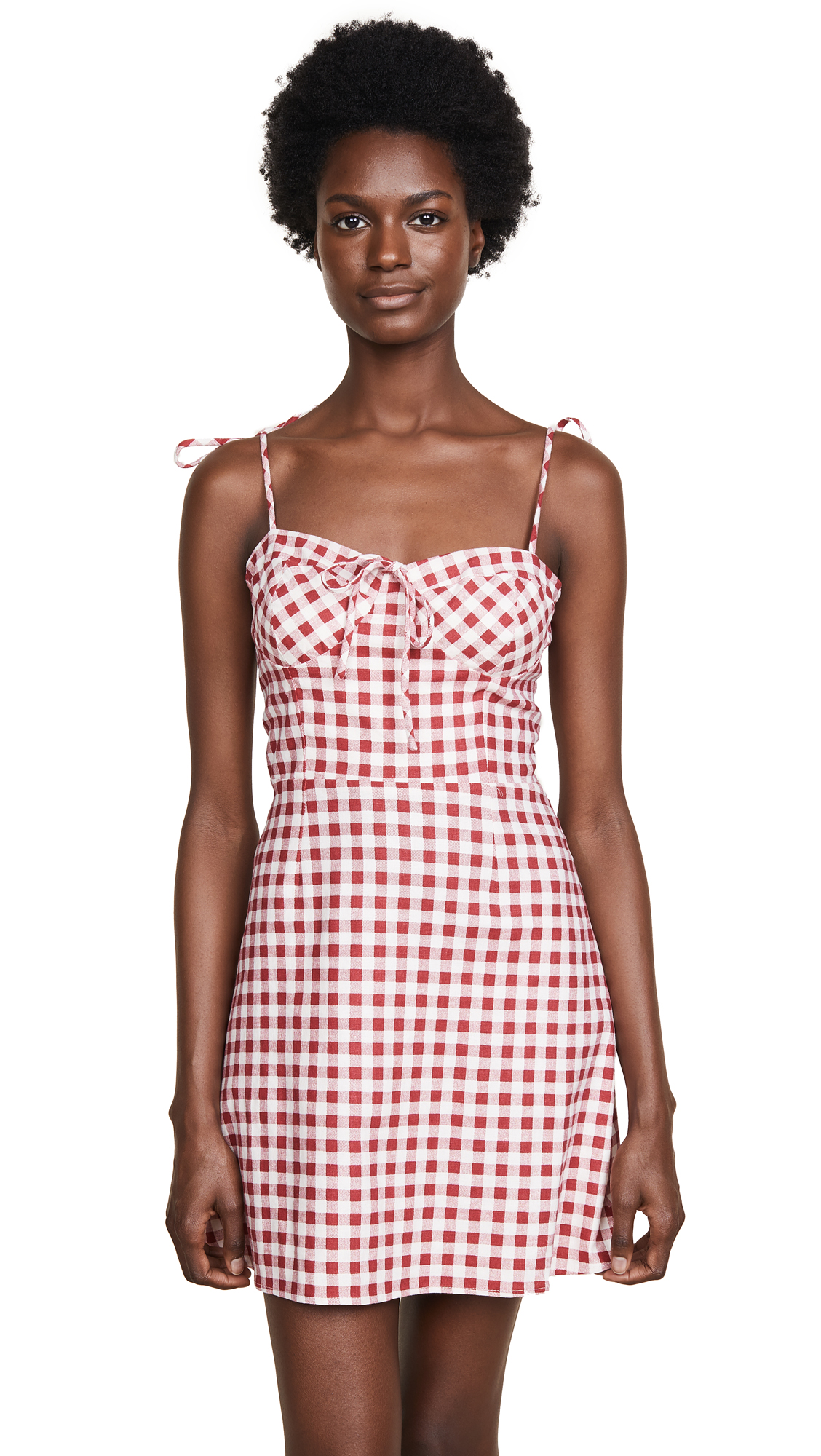 Wayf Pesaro Corset Mini Dress In Red Gingham | ModeSens