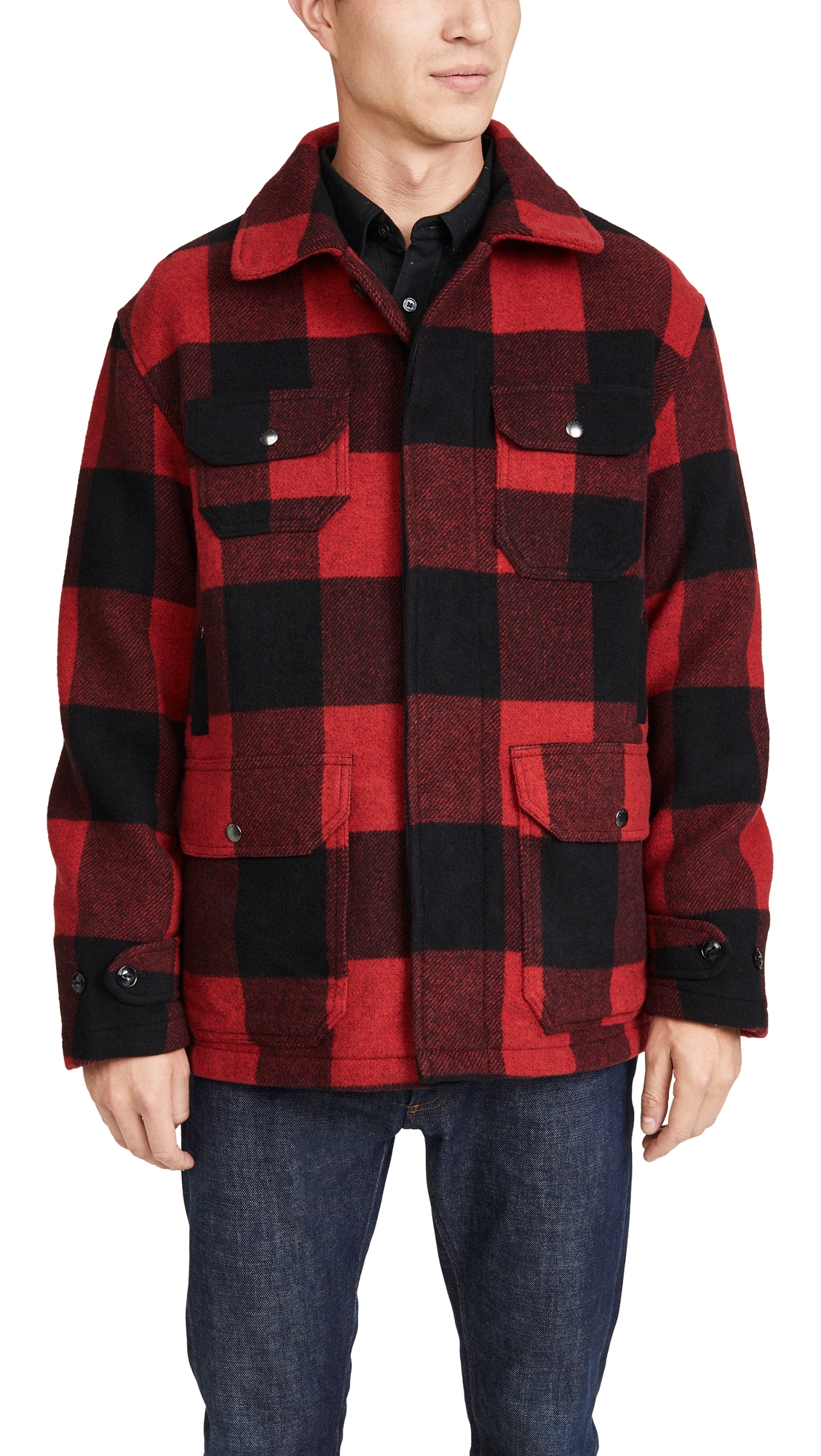 red wool hunting jacket