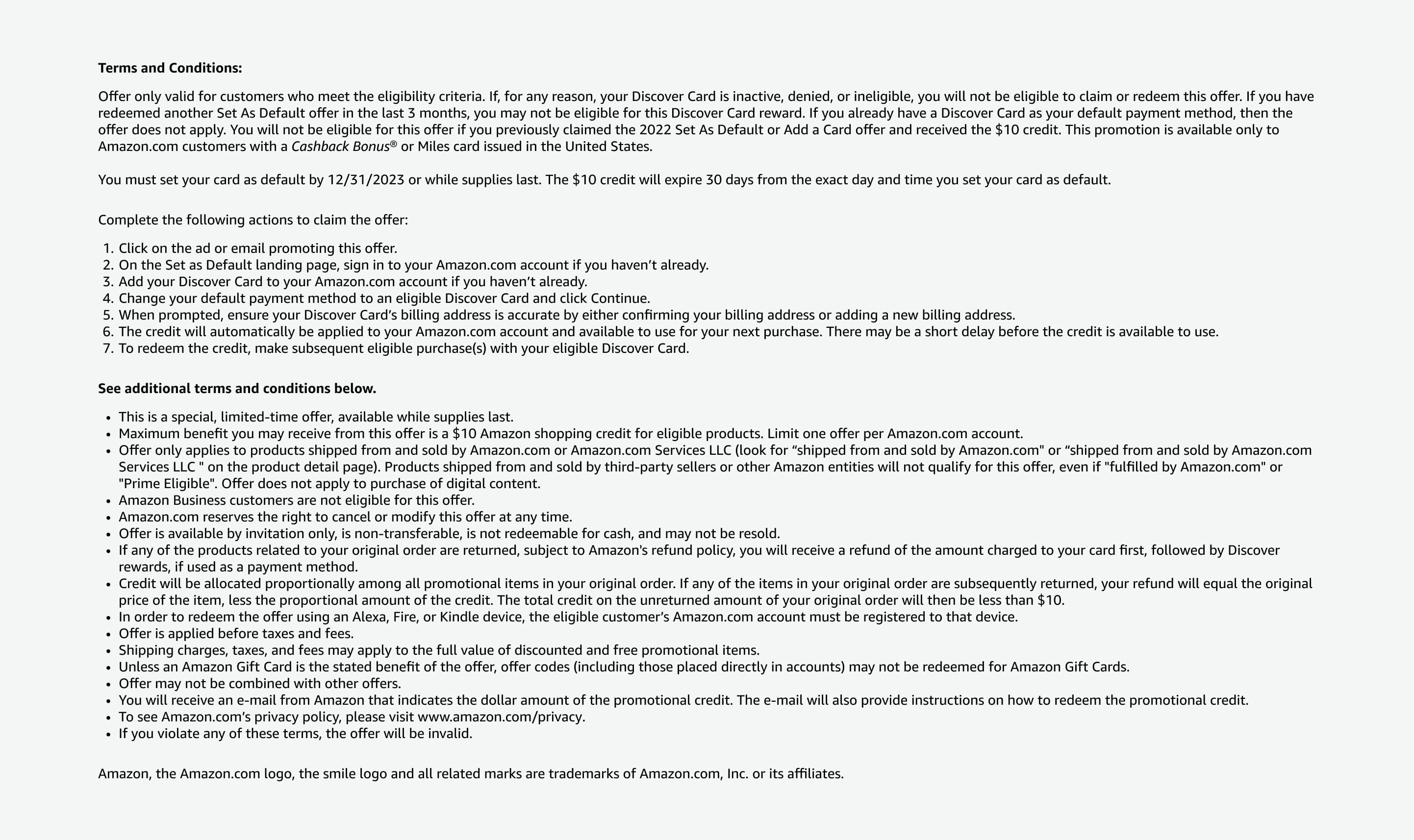Amazon 设置 Discover 为默认支付方式得  Credit【11/8 更新：又有了，12/31 过期】