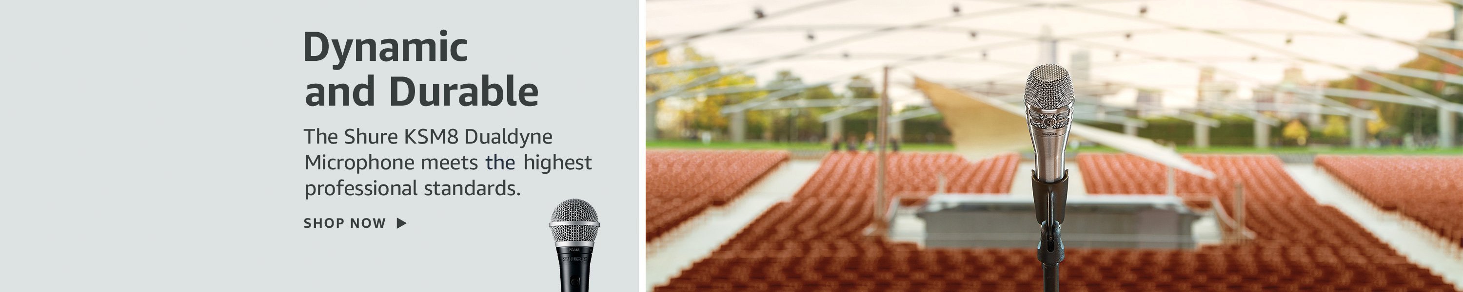 Dynamic and durable; The Shure KSM8 Dualdyne Microphone meets the highest technical and professional standard