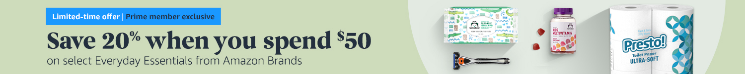 Stock Up & Save: Spend $50, save 20% on everyday essentials from select Amazon brands