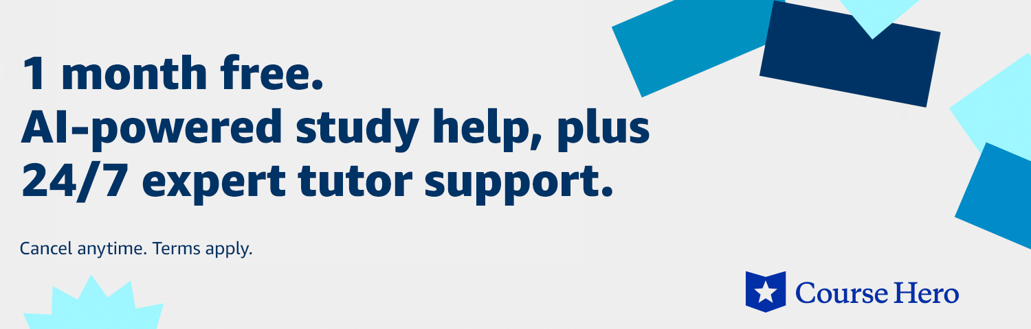 Course Hero for 1 month free. 24/7 homework help and more.