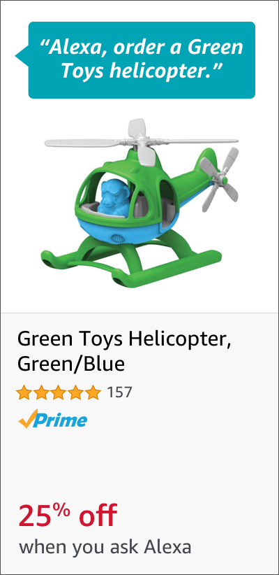 Voice Order a Green Toys Helicopter