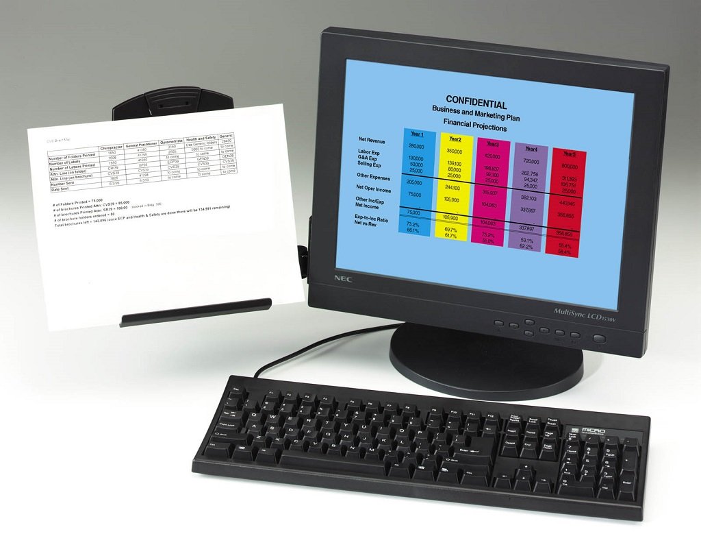 3M FT510090937 Monitor Mount Document Copy Holder, Holds Documents at