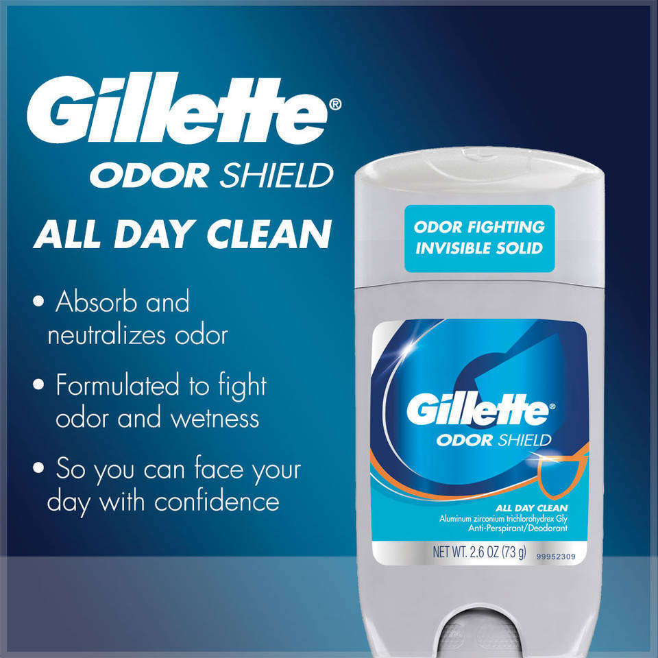 Gillette Odor Shield All Day Clean AntiPerspirant/Deodorant 2.6 Oz