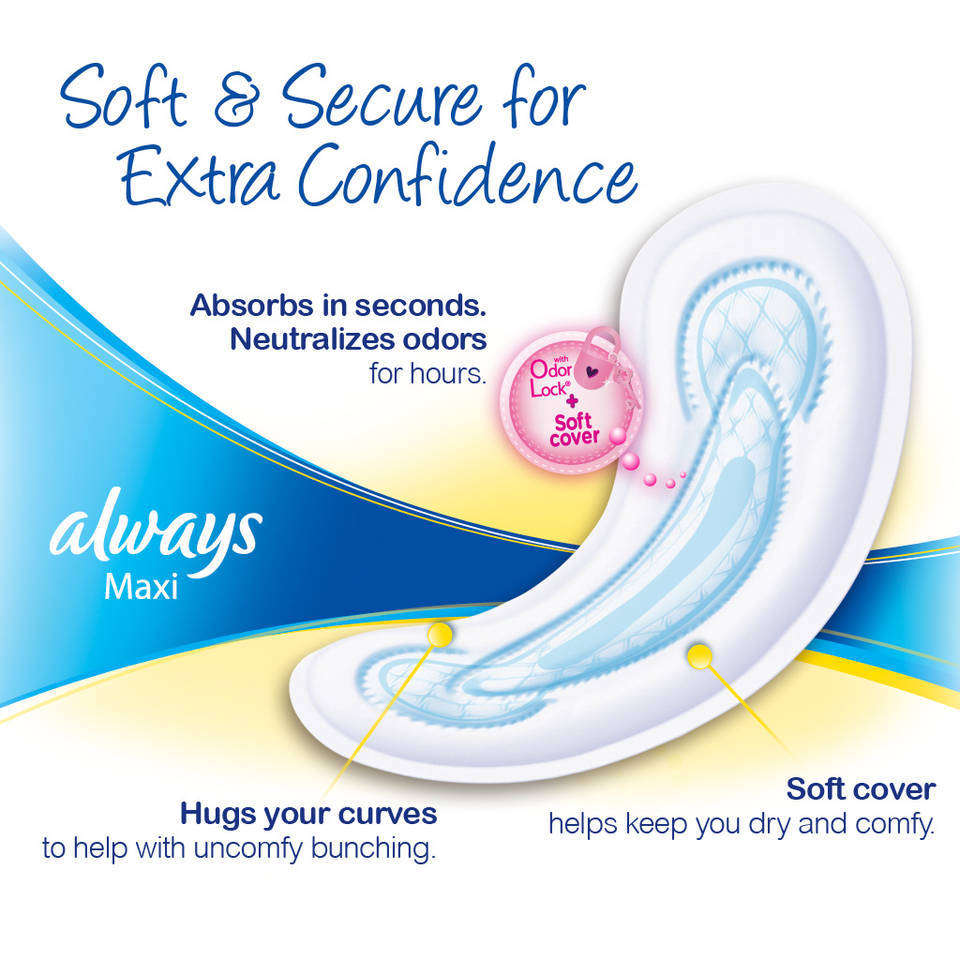 Always Maxi Soft & Clean Feminine Pads without Wings, Long