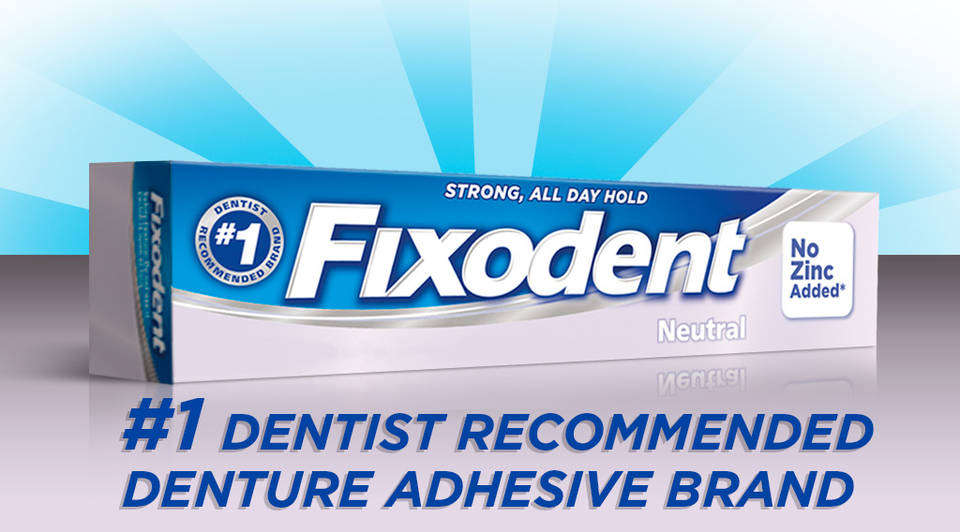 Fixodent Neutral Denture Adhesive Cream 2.4 Oz (Pack of 2