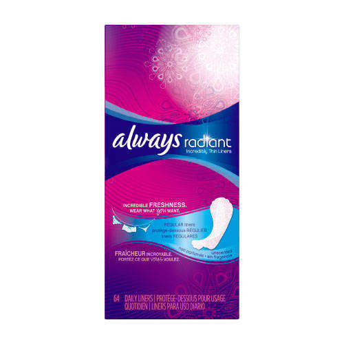 Always Radiant Incredibly Thin Liners Unscented 64 Count Health & Personal Care