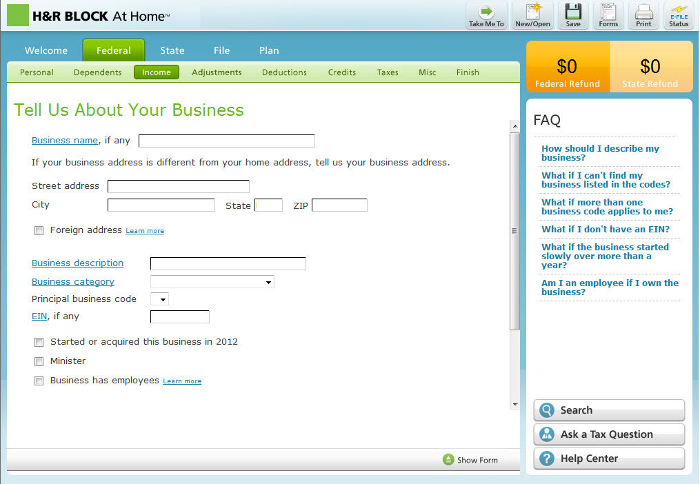 Amazon H R Block At Home Premium Business 2012 Win Download Amazon H R Block At Home Premium Business 2012 Win Download