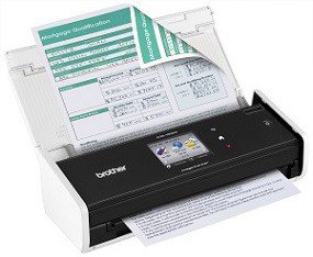 ADS-1500W Desktop Scanner scanning two-sided paper