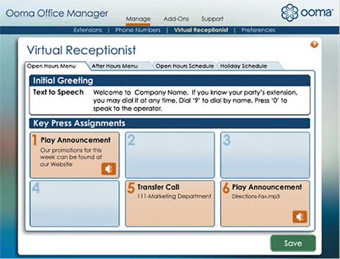 Ooma Office virtual receptionist