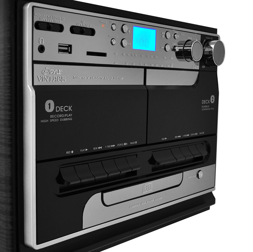 Pyle Home PTTCSM60 Turntable Boombox With CD/MP3/Radio