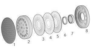 Exploded diagram of SA950i on-ear headphones