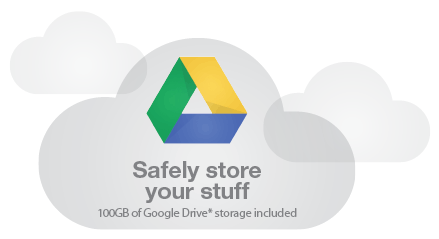 Safely store your stuff | 100GB of Google Drive storage included
