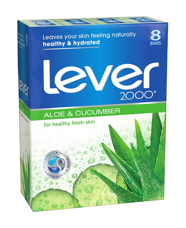 Lever 2000 Bar Soap, Aloe & Cucumber 4 oz, 8 Bar Bath Soaps Beauty