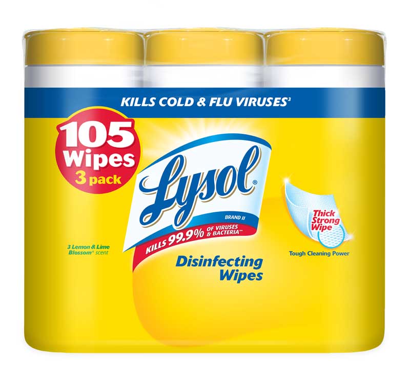Lysol Disinfecting Wipes Value Pack, Lemon & Lime Blossom, 105 Wipes (3 Packs of 35 Wipes