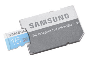 Samsung Standard 16GB microSD Memory Card with Adapter Product Shot