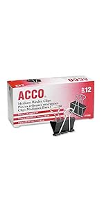 Binder Clips, ACCO, black binder clips, presentation clips