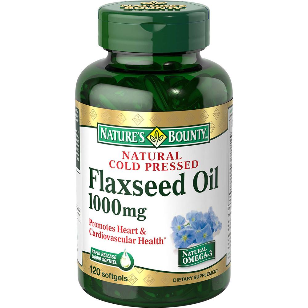 Natures Bounty Flaxseed Oil 1000 Mg Softgels, 120 Count