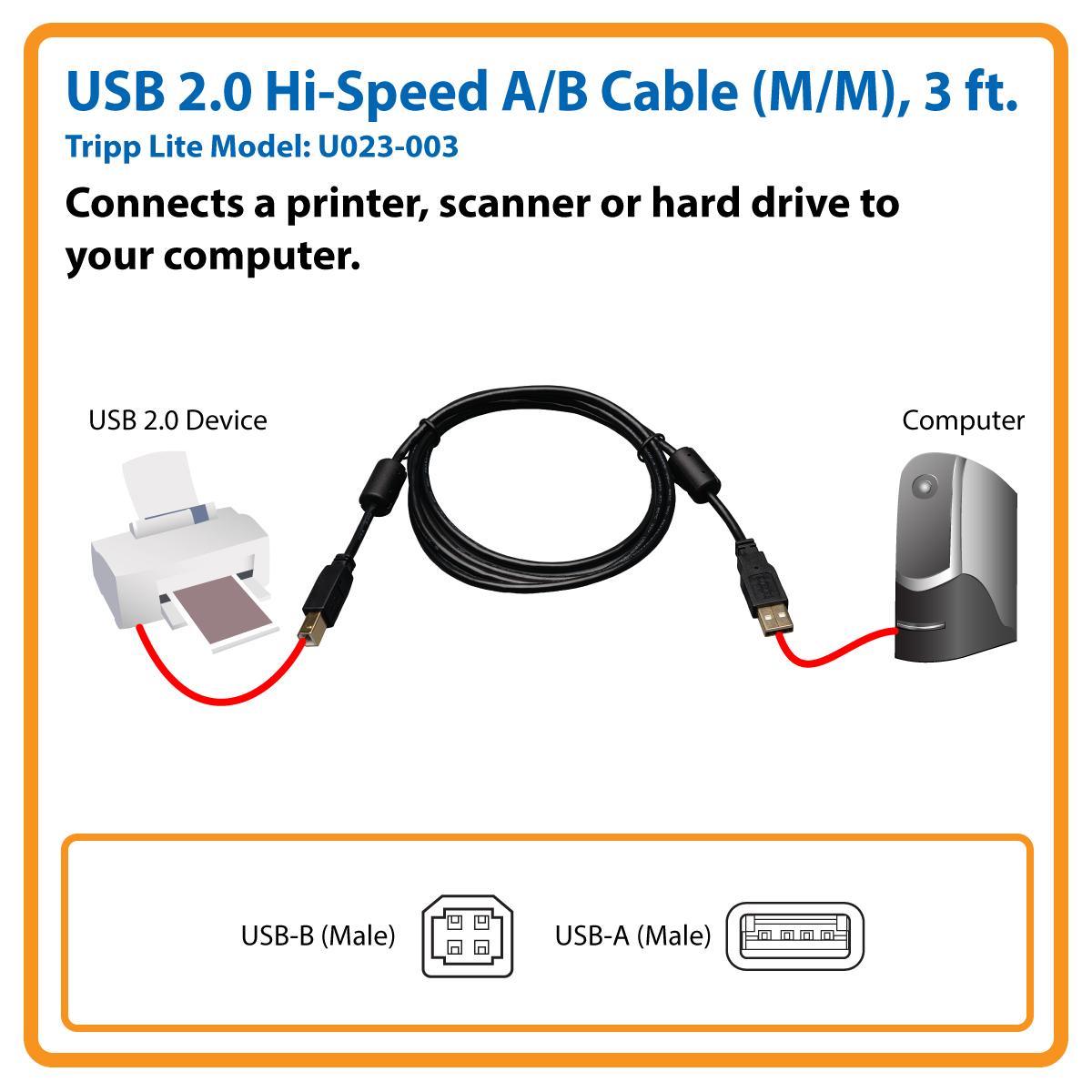Tripp Lite USB 2.0 HiSpeed A/B Cable with Ferrite Chokes