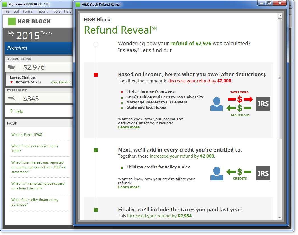 H&R Block 2015 Deluxe + State Tax Software + Refund Bonus Offer Windows Download