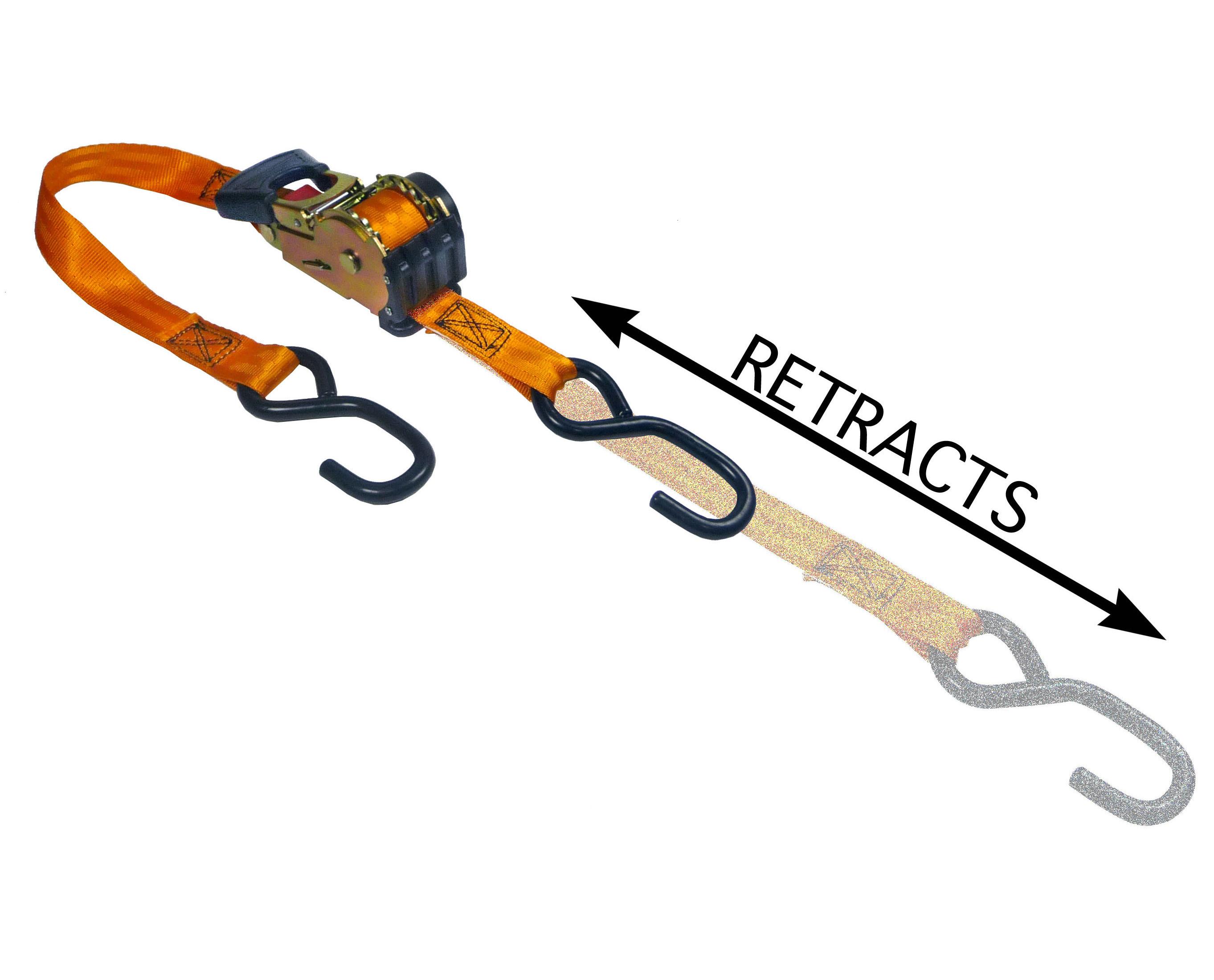 Keeper 05561 6' x 1" Retractable Ratchet TieDown, 2 Pack