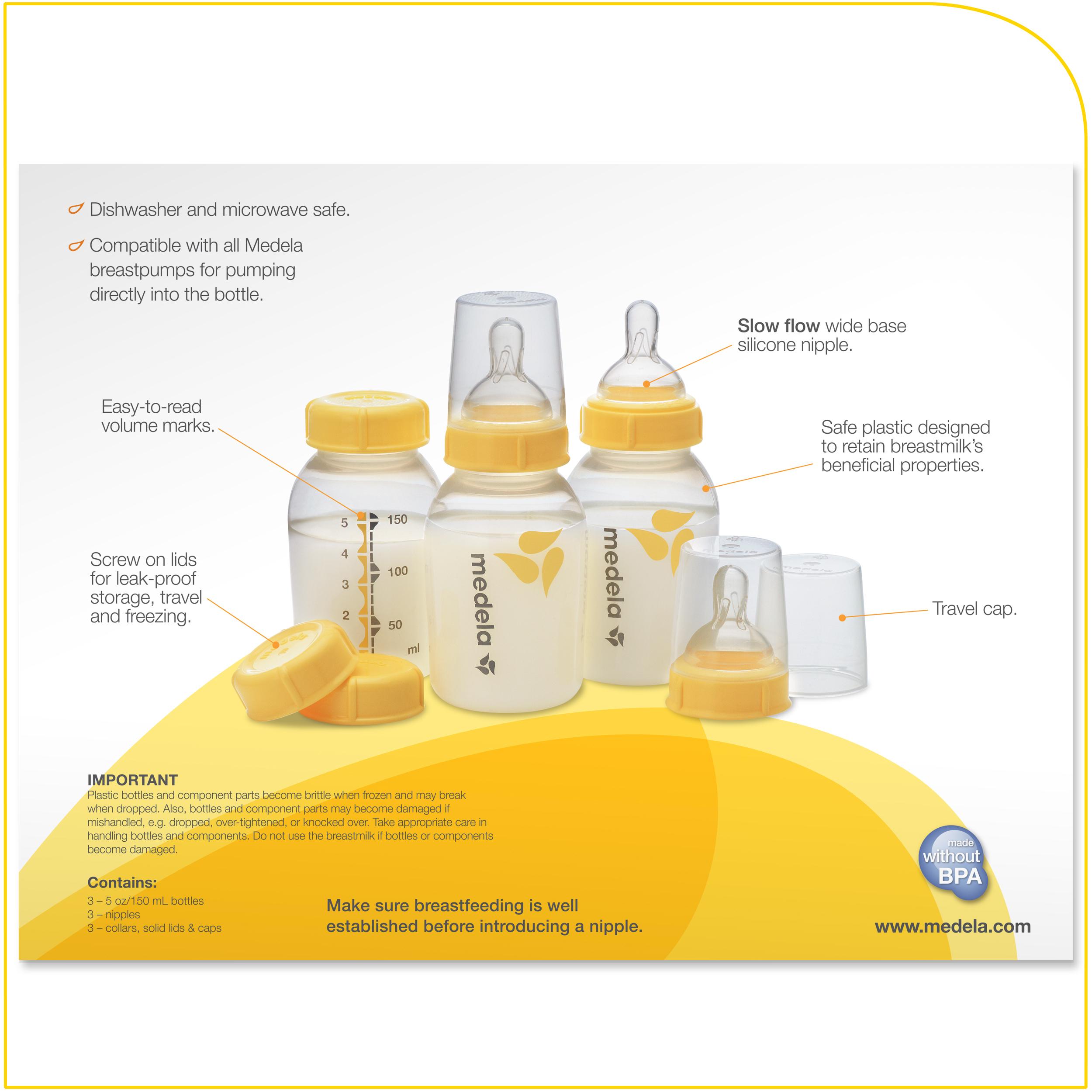 Medela Breast Milk Bottle Set, 5 Ounce, 3 Pack with