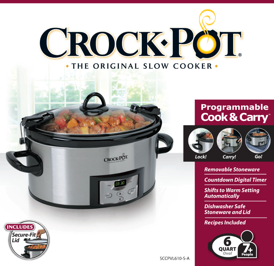 CrockPot 6Quart Programmable Cook & Carry Slow Cooker