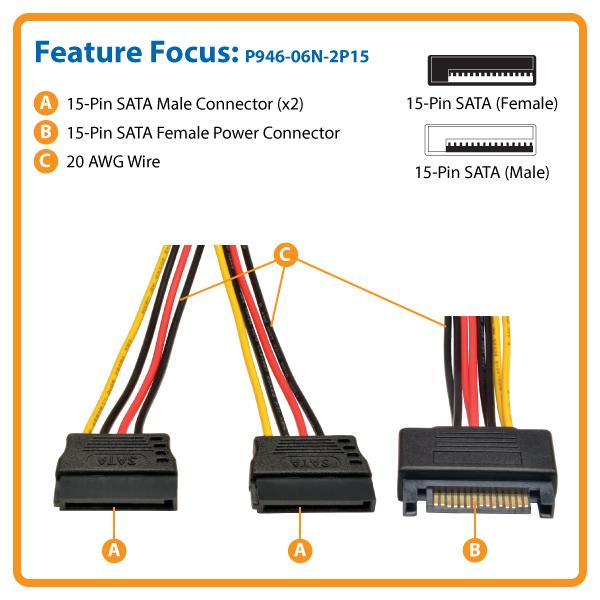 Amazon.com: TRIPP LITE 15-Pin Serial ATA SATA Power Y ... tripp lite wiring harness 