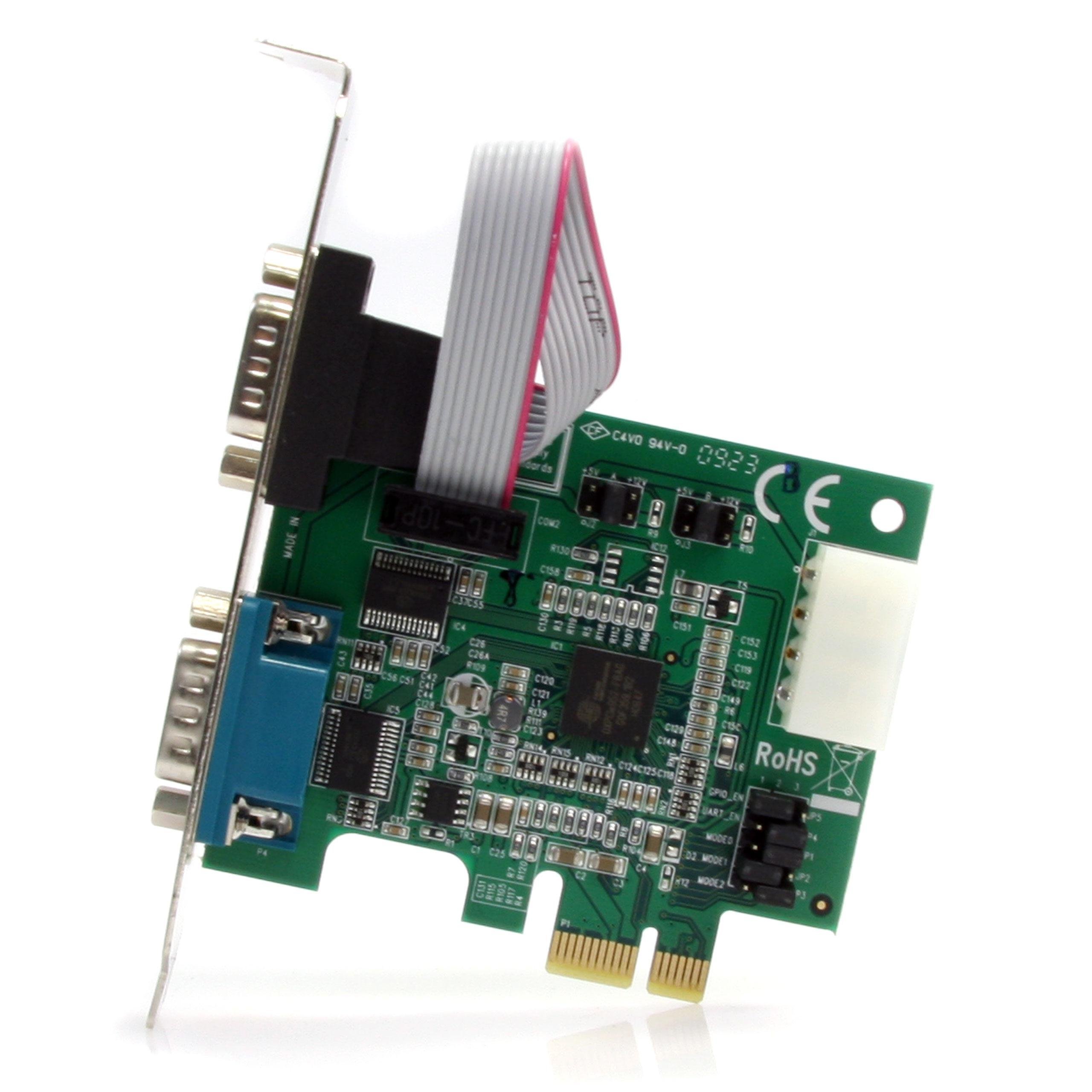 2 Port Native PCI Express RS232 Serial Adapter Card with