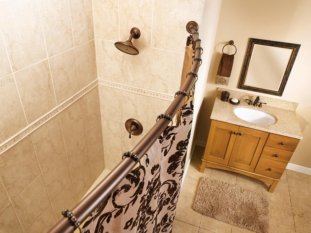 Moen CSR2160OWB Adjustable Curved Shower Rod, Old World