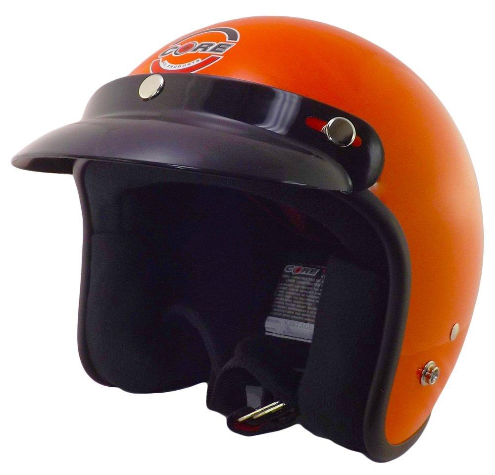 Core Vintage Open Face Helmet (Black Leather, Large) Automotive