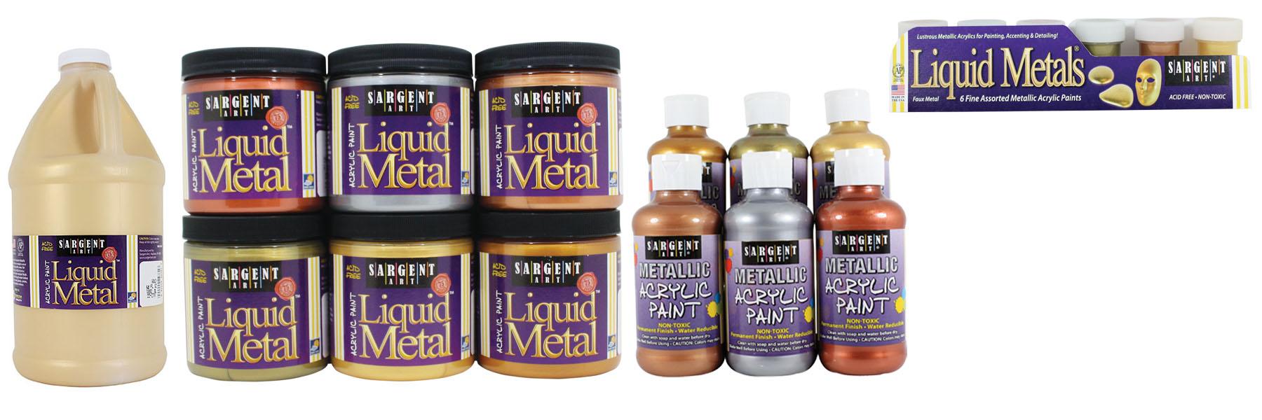 Amazon.com: Sargent Art 22-1181 8-Ounce Liquid Metal Acrylic Paint ...