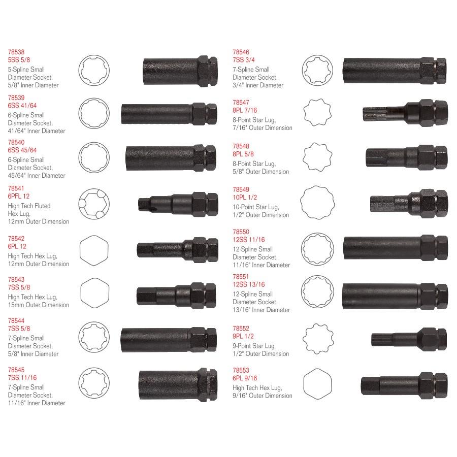 STEELMAN PRO 78537 16Piece Locking Lug Nut Master Key Set