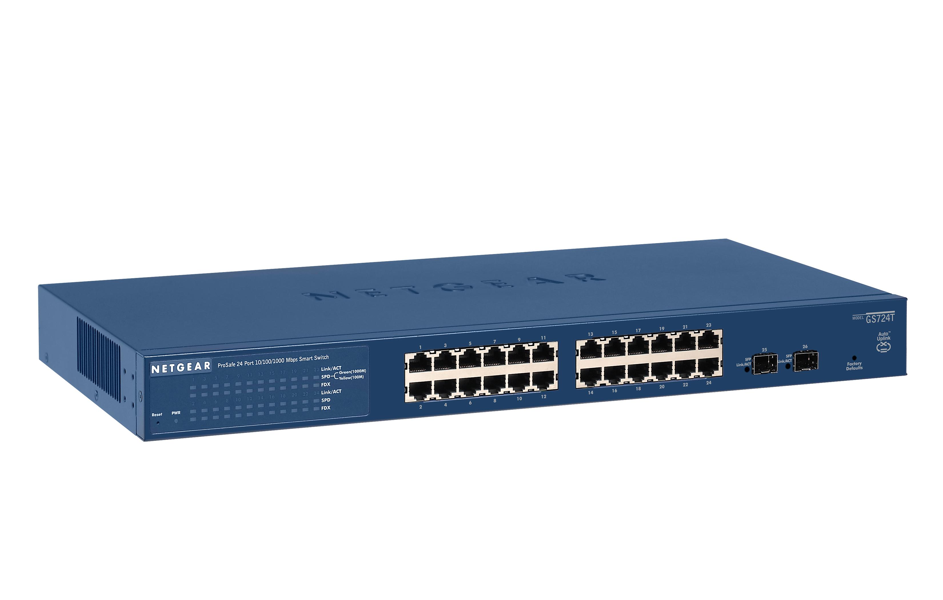 NETGEAR GS724T400NAS 24Port Gigabit Smart Managed Pro Switch, 2 SFP, L2, ProSAFE