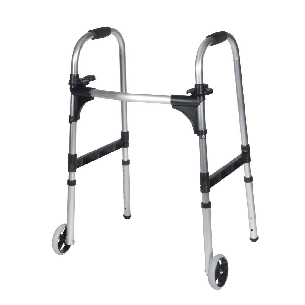 Drive Medical Deluxe Push Palm Release Ultra Lightweight Folding Walker with wheels