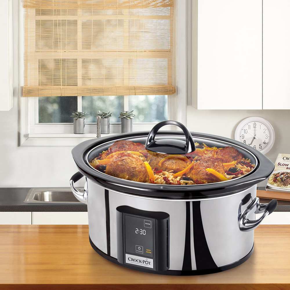 CrockPot 6.5Quart, Programmable Touchscreen Slow Cooker, Silver, SCVT650PS