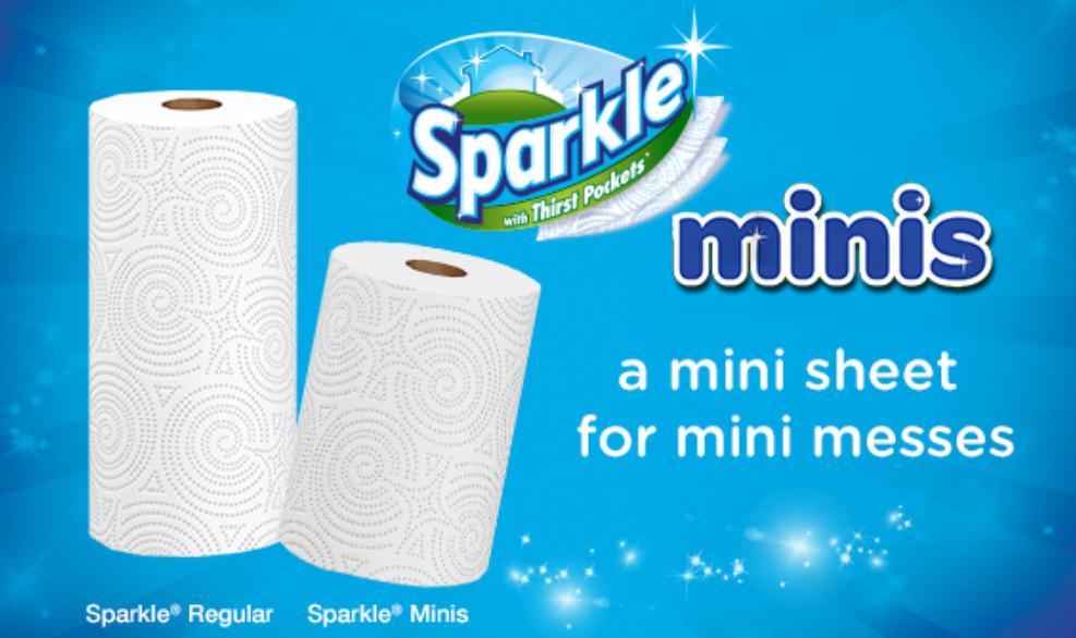 Sparkle Mini Roll Paper Towels, White, 6 Count Health