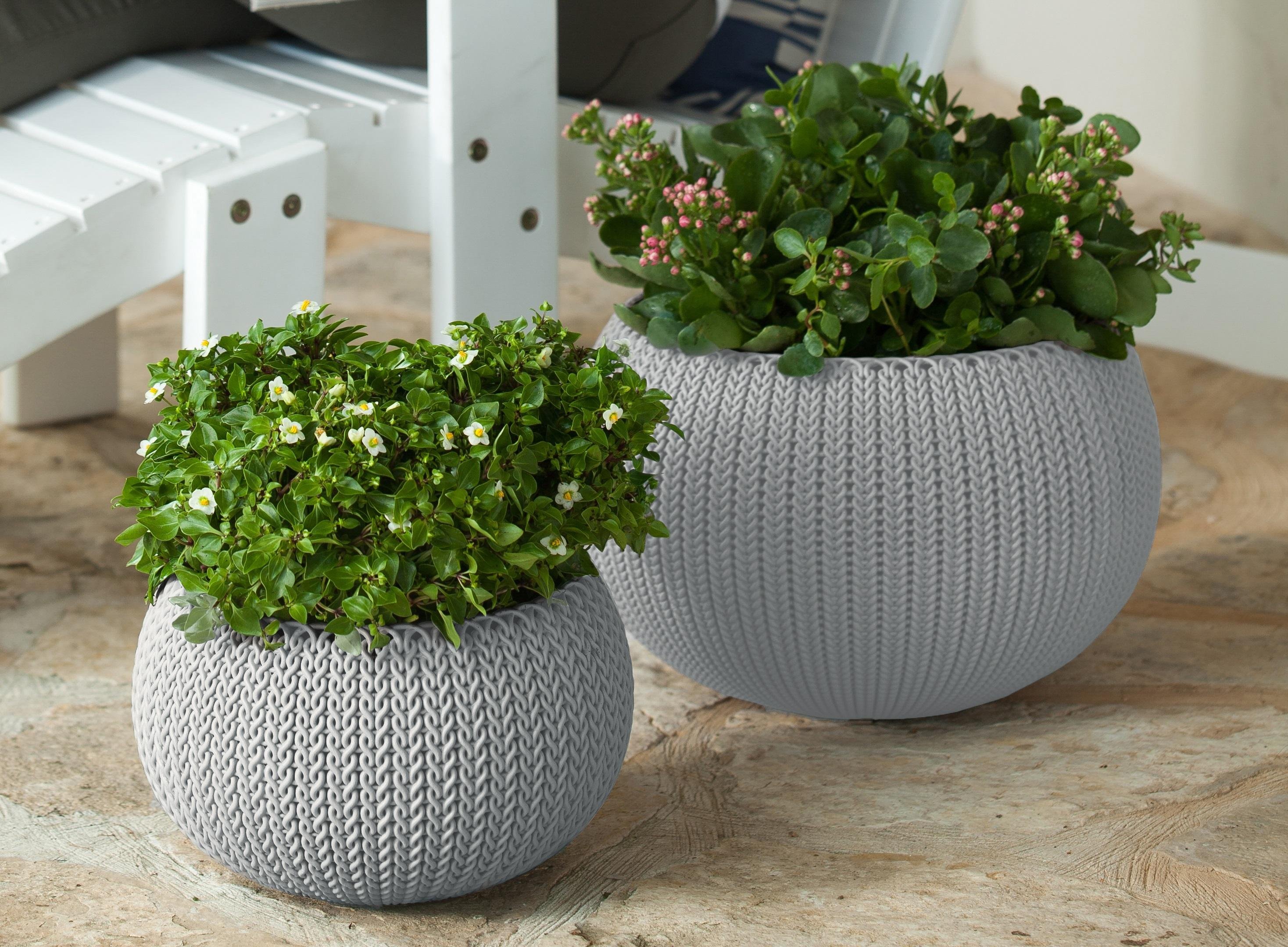 Keter Cozies Planters Set of 2, Knit Texture
