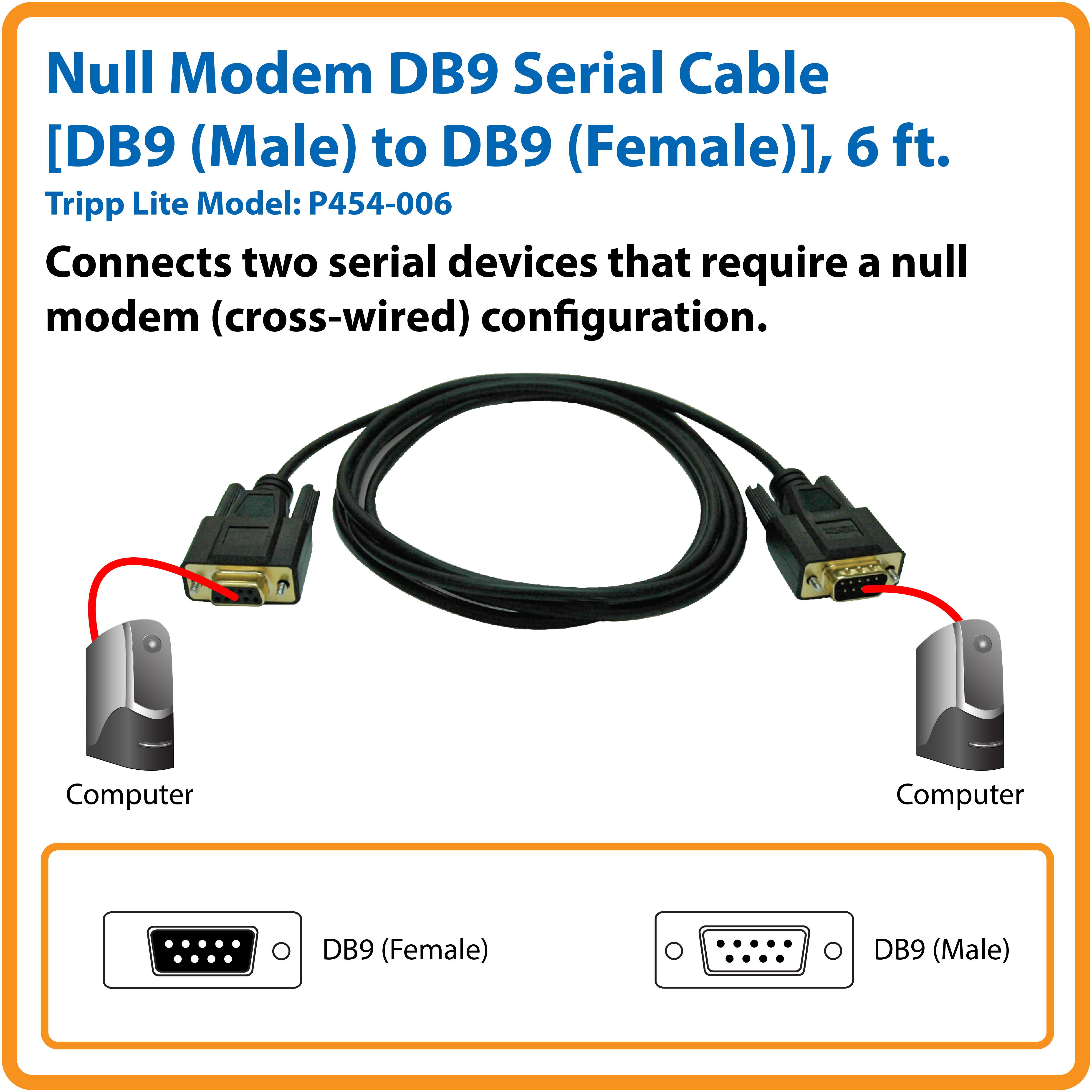 Tripp Lite Null Modem Serial RS232 Cable (DB9 M/F) 6ft