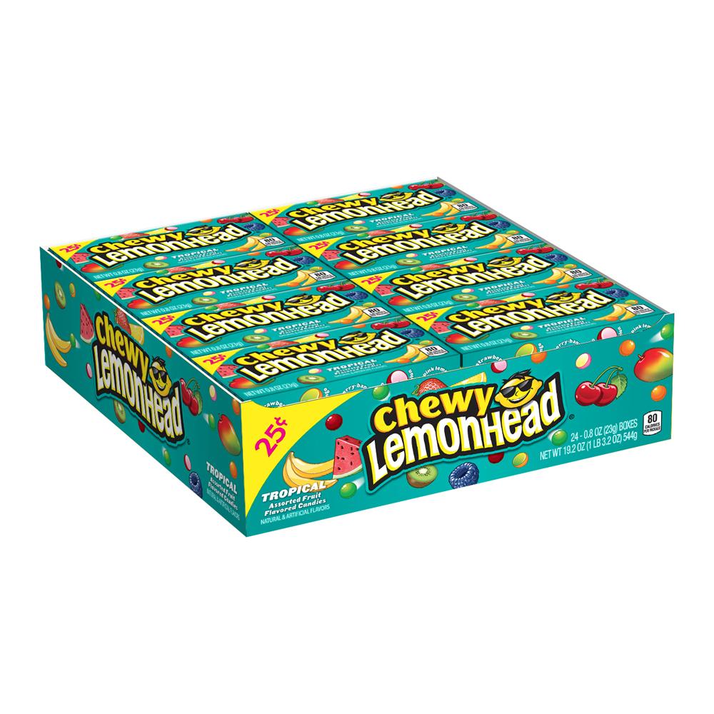Lemonhead Chewy Candy, Tropical, 0.8 Ounce Box, Pack of 24
