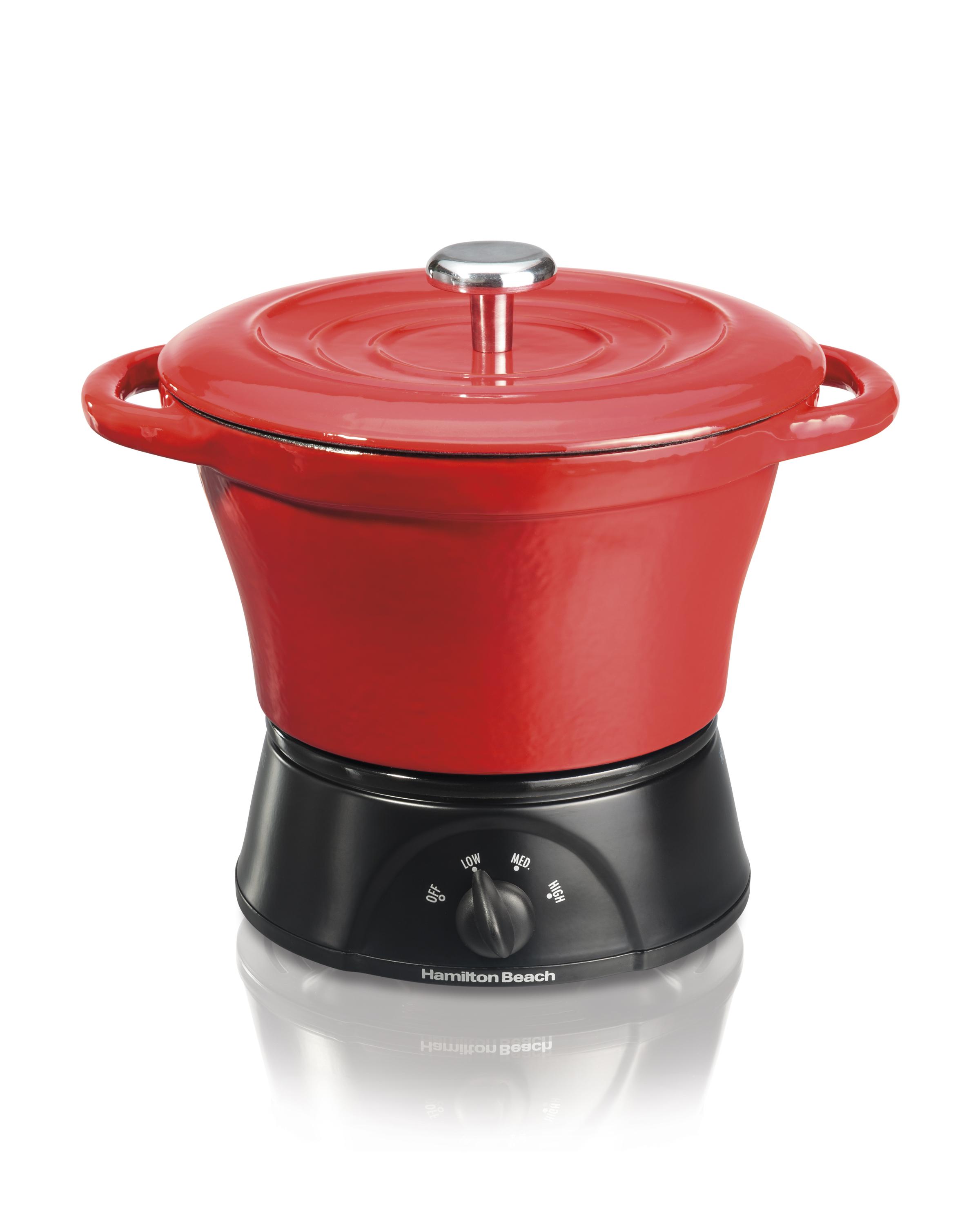 Hamilton Beach Party Crock Cast Iron Dutch Oven, Red (33410) Kitchen & Dining